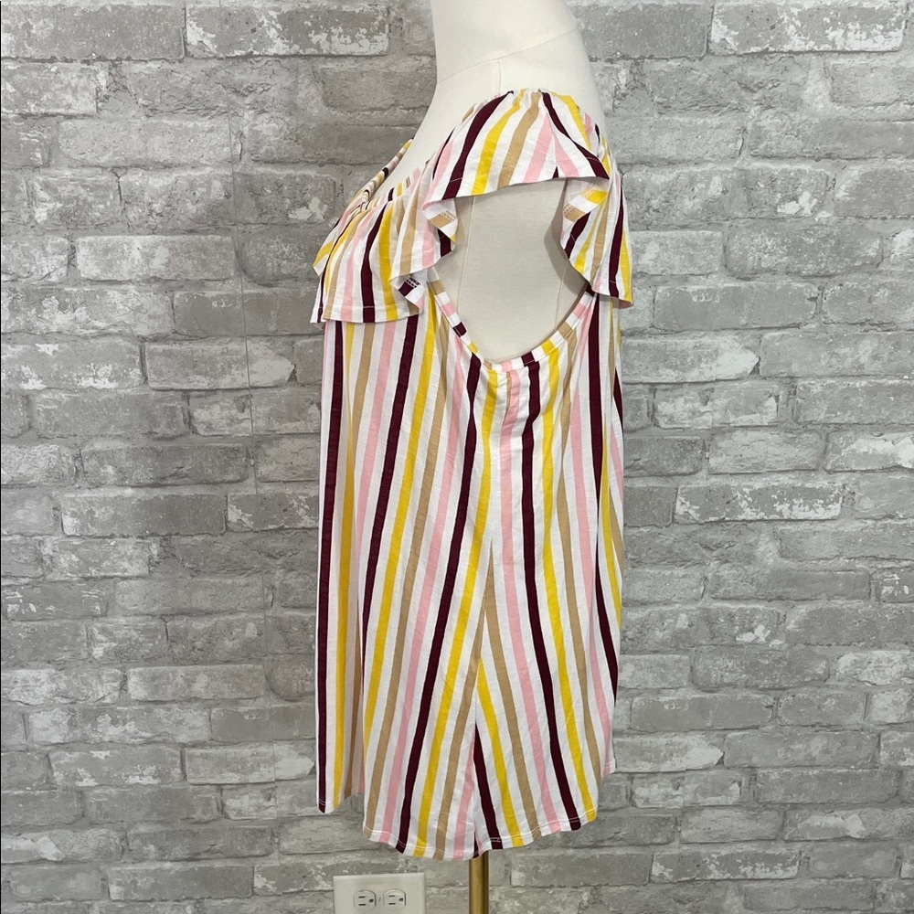 Lane Bryant Multicolor Striped Ruffle Blouse - Picture 2 of 5